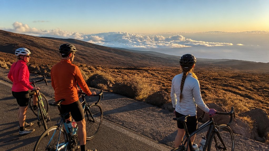 golden hour coastal cycling photos