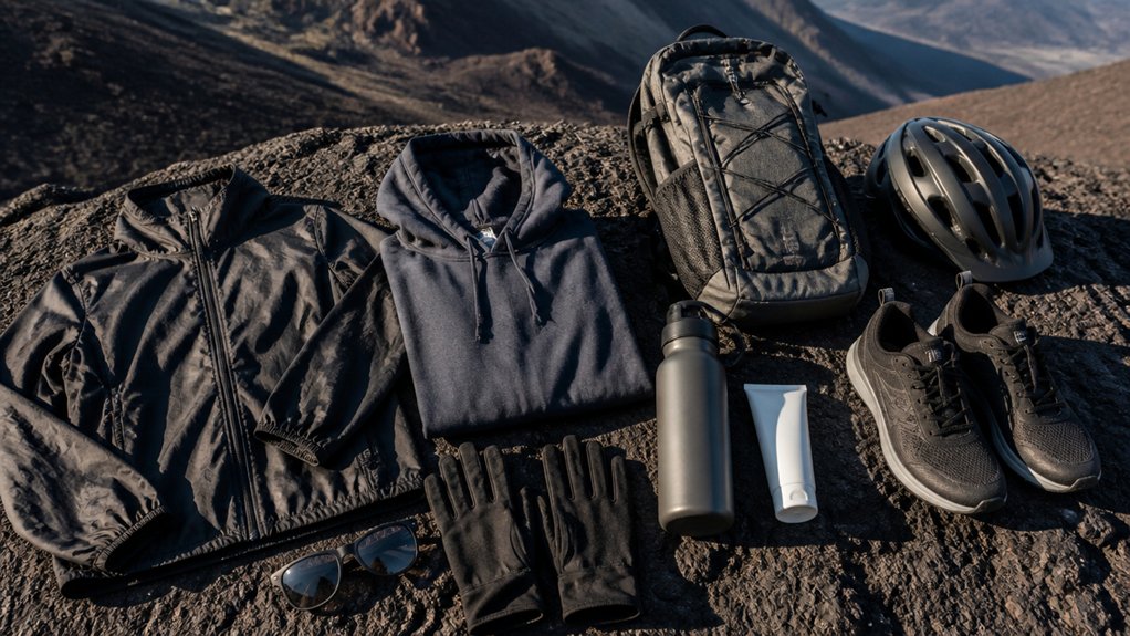 layered cold to warm summit gear