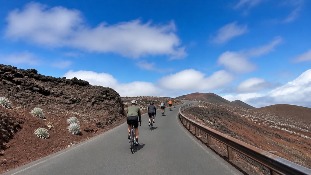 van shuttle then paved descent